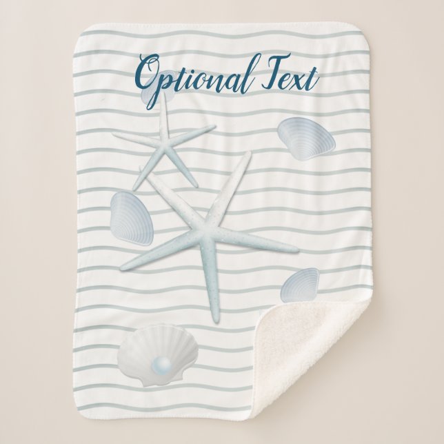 Seashells & Pearls Sherpa Blanket (Front)