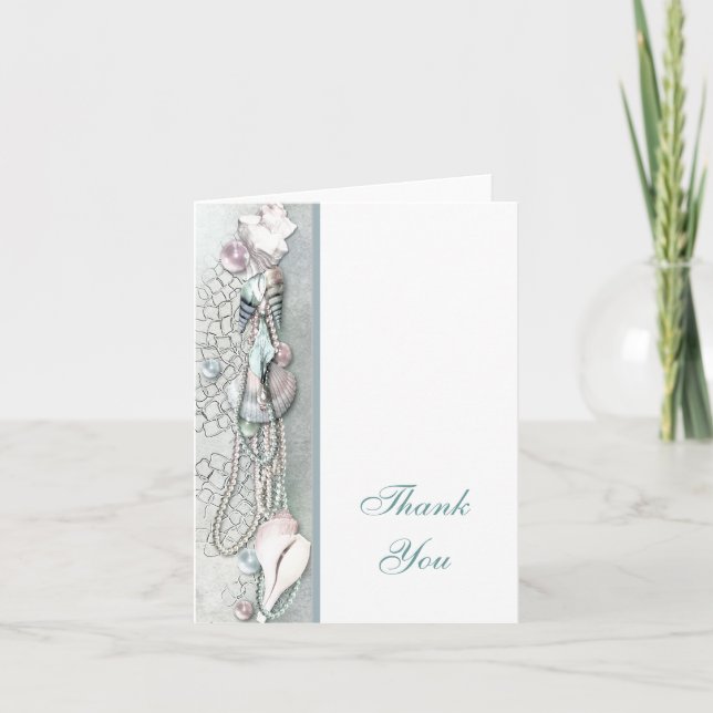 Seashells Pearls Tropical Beach Thank You Card (Front)