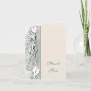 Seashells Pearls Tropical Beach Thank You Card