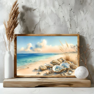 Seashells Pebbles Shore Ocean Beach Art Print