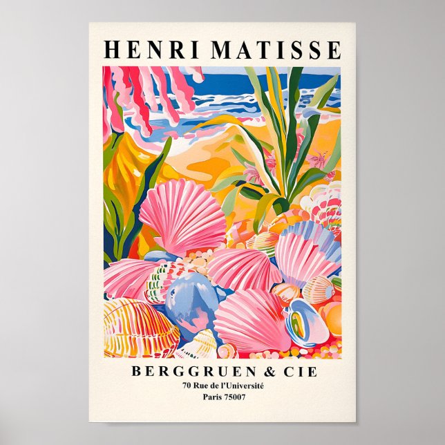 Seashells Poster, Beachy Decor, Coastal Art Print, Poster (Front)