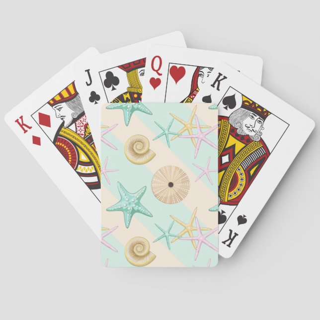 Seashells Retro Pastel Sea Life Playing Cards (Back)