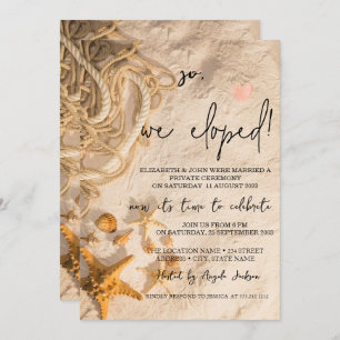 Seashells Rope Sand Wedding Elopement   Invitation