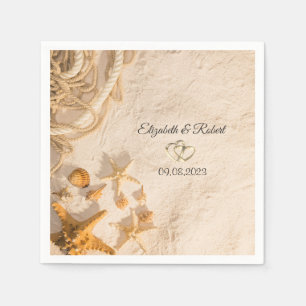 Seashells Rope Sand Wedding Napkin