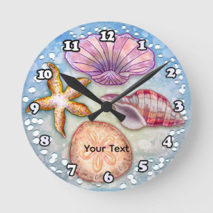 Seashells Round Clock