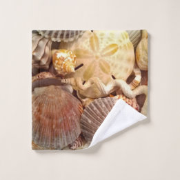 Seashells Sand Dollar Pattern Wash Cloth