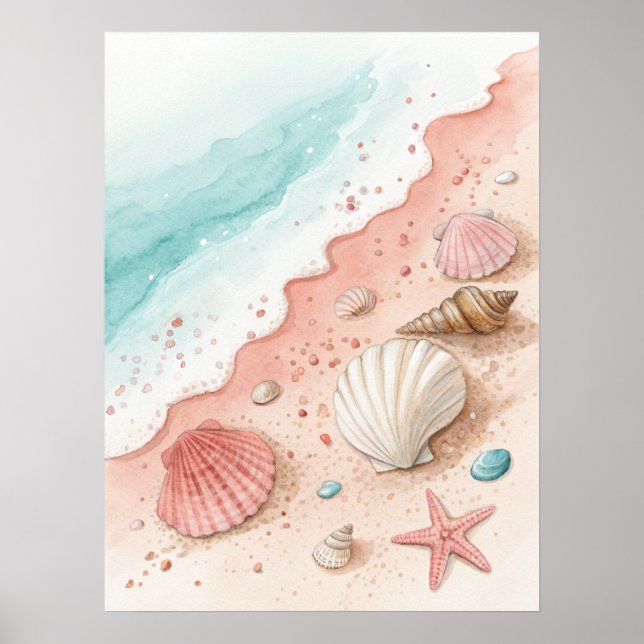 Seashells Sandy Beach Poster (Front)