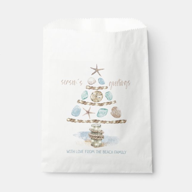 Seashells & Sea Glass Coastal Christmas Favour Bag (Front)