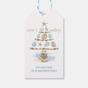 Seashells & Sea Glass   Coastal Christmas Tree Gift Tags