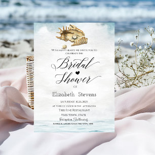 Seashells,Sea,Script Bridal Shower Invitation