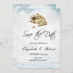 Seashells,Sea,Script  Save The Date