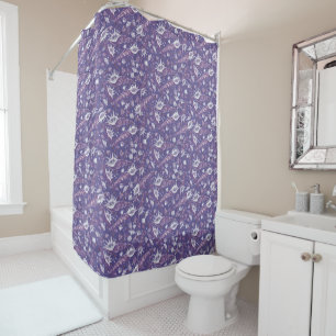 Seashells Sea Shell Nautical Pattern Violet Purple Shower Curtain