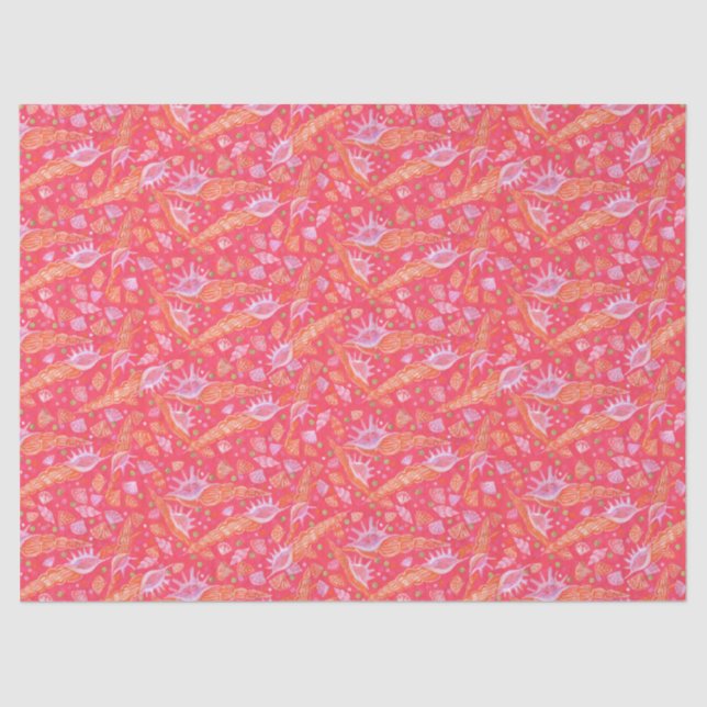 Seashells Sea Shells Mollusk Nautical Pattern Red Tissue Paper (Front)