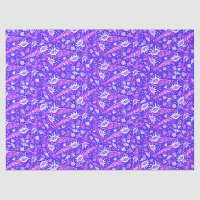Seashells Sea Shells Nautical Pattern Ultramarine Tissue Paper (Front)