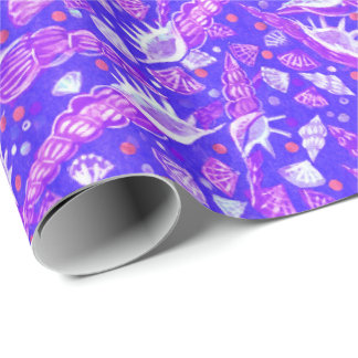 Seashells Sea Shells Nautical Pattern Ultramarine  Wrapping Paper