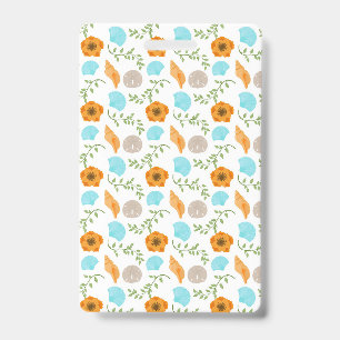 Seashells Sea Snail Orange Flower Green Leaves ID Badge