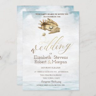 Seashells,Sea,String Lights  Invitation