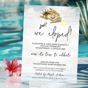 Seashells,Sea,String Lights Wedding Elopement   Invitation