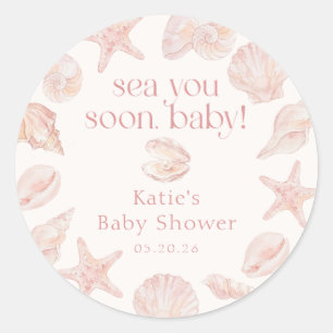 Seashells Sea You Soon Baby Shower Sticker