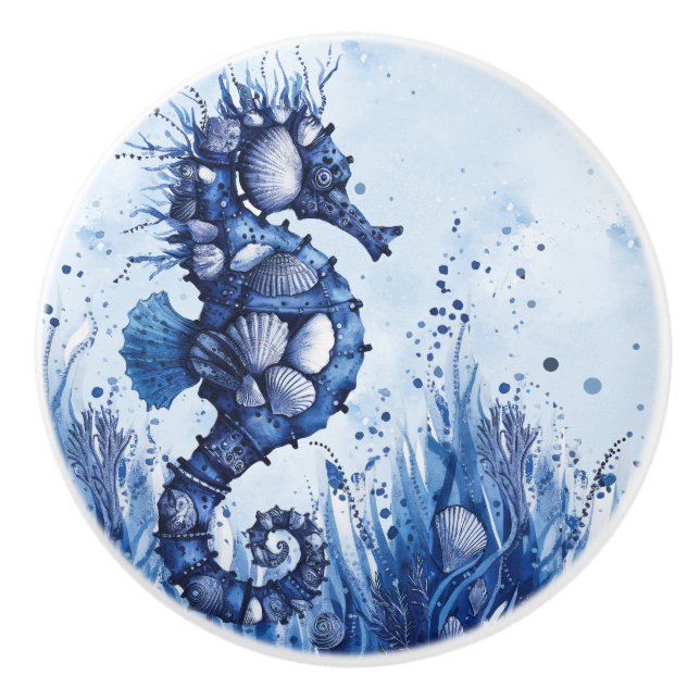 Seashells Seahorse Ceramic Knob (Front)