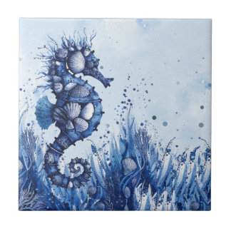 Seashells Seahorse Ceramic Tile