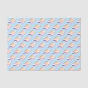 Seashells Simple Sea Ocean Pattern Blue white Tissue Paper