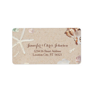 Seashells & Starfish on the Beach Wedding Address Label