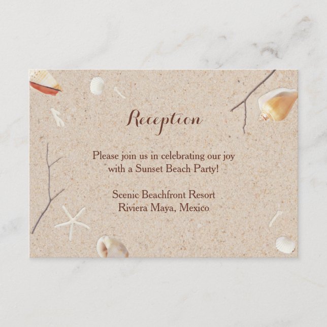Seashells & Starfish on the Beach Wedding Insert (Front)