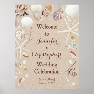 Seashells & Starfish on the Beach Wedding Poster