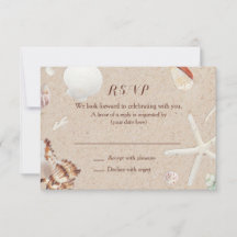 Seashells & Starfish on the Beach Wedding RSVP