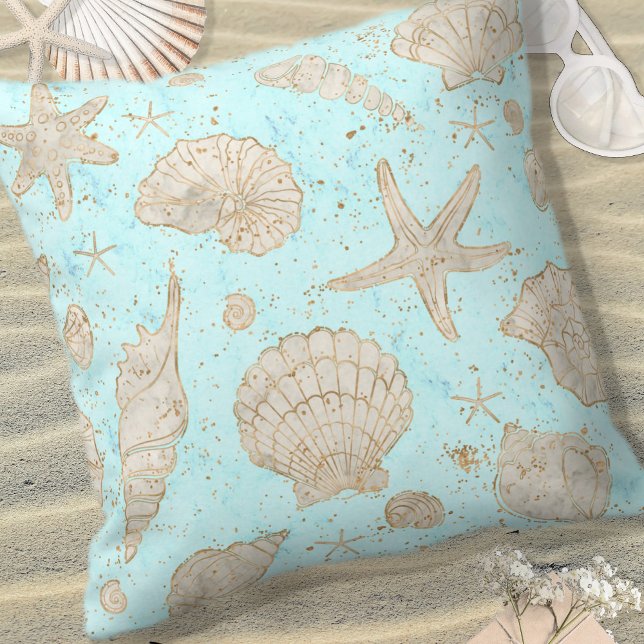 Seashells Starfish Watercolor Bone ID782 Cushion (Creator Uploaded)