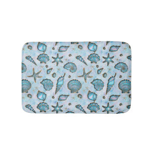 Seashells Starfish Watercolor Opal ID782 Bath Mat