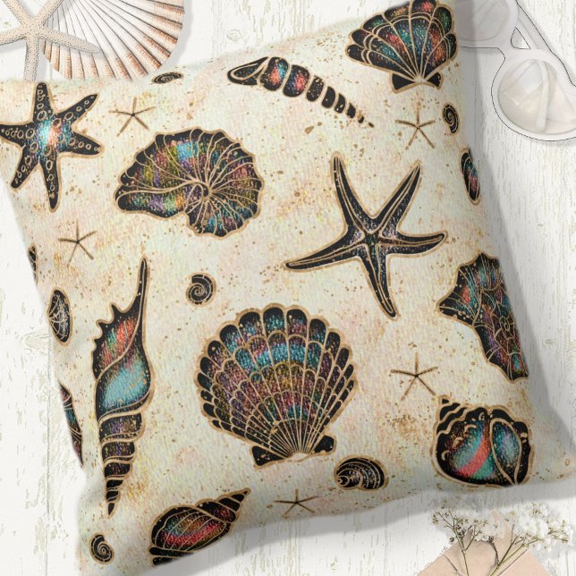 Seashells Starfish Watercolor Rainbow ID782 Cushion (Creator Uploaded)