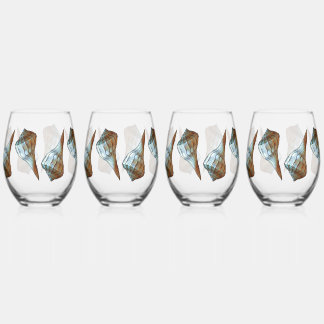 Seashells Stemless Wine Glass