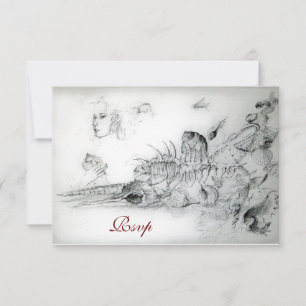 SEASHELLS SWEET 16 PARTY,Ruby Monogram Rsvp Card