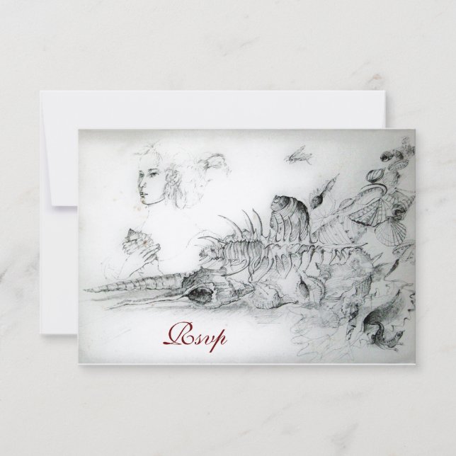 SEASHELLS SWEET SIXTEEN PARTY,Ruby Monogram Rsvp (Front)