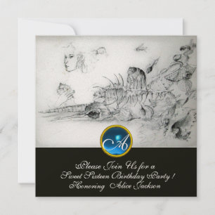 SEASHELLS SWEET SIXTEEN PARTY Sapphire Monogram Invitation