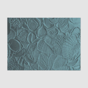 Seashells Teal Ocean Beach Metallic Decoupage Tissue Paper