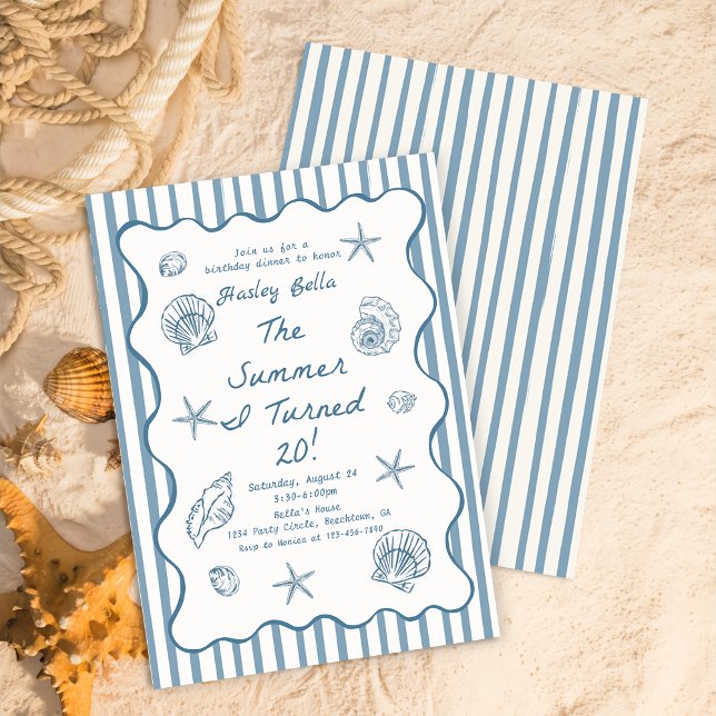 Seashells The Summer I Turned Twenty Birthday Invitation (Creator Uploaded)