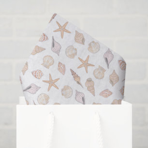 Seashells Tissue Paper, Decoupage Beach Coastal Paper