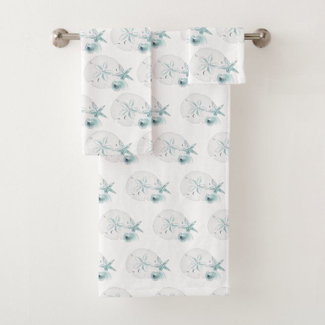 Seashells Turquoise Bath Towel Set (Insitu)