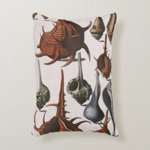 Seashells, Vintage Sea Shells, Ocean Marine Life Decorative Cushion