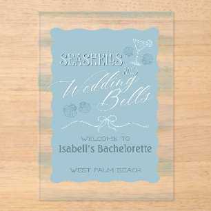 Seashells & Wedding Bells Bachelorette Itinerary Acrylic Invitations