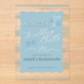 Seashells & Wedding Bells Bachelorette Itinerary Acrylic Invitations