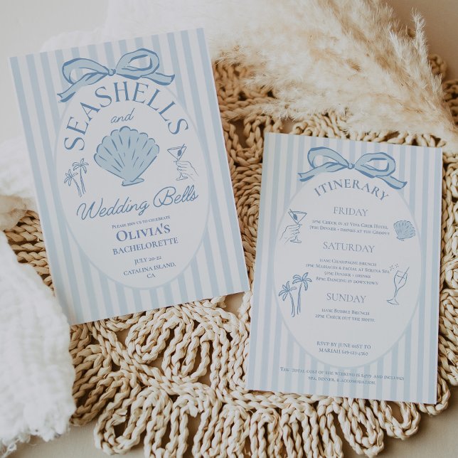 Seashells & Wedding Bells Bachelorette Itinerary Invitation (Seashells & Wedding Bells Bachelorette Itinerary Invitation)