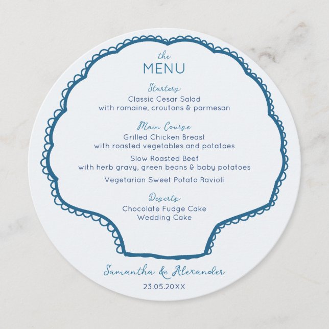Seashells & Wedding Bells Bachelorette Party Menu (Front)