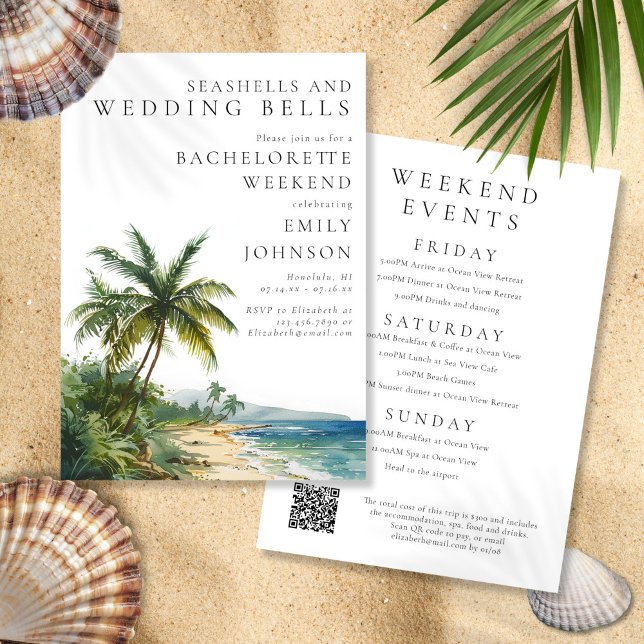 Seashells Wedding Bells Bachelorette Weekend Invitation (Seashells Wedding Bells Bachelorette Weekend Invitation)