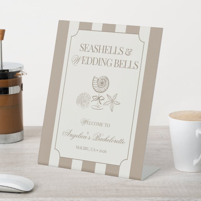 Seashells Wedding Bells Bachelorette Welcome Sign (In SItu)