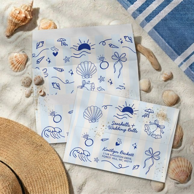 Seashells & Wedding Bells Beach Bachelorette Party Envelope (Creator Uploaded)