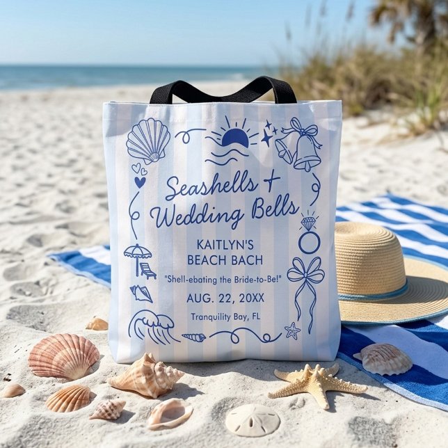 Seashells & Wedding Bells Beach Bachelorette Party Tote Bag (Creator Uploaded)